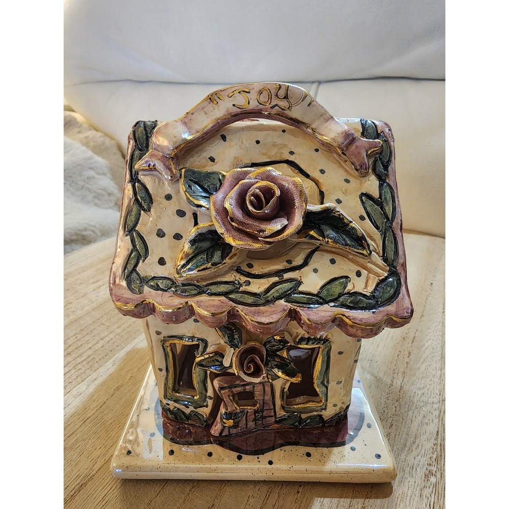 Blue‎ Sky Heather Goldminc Clayworks Joy Rose Ceramic Tea Light House CL20012